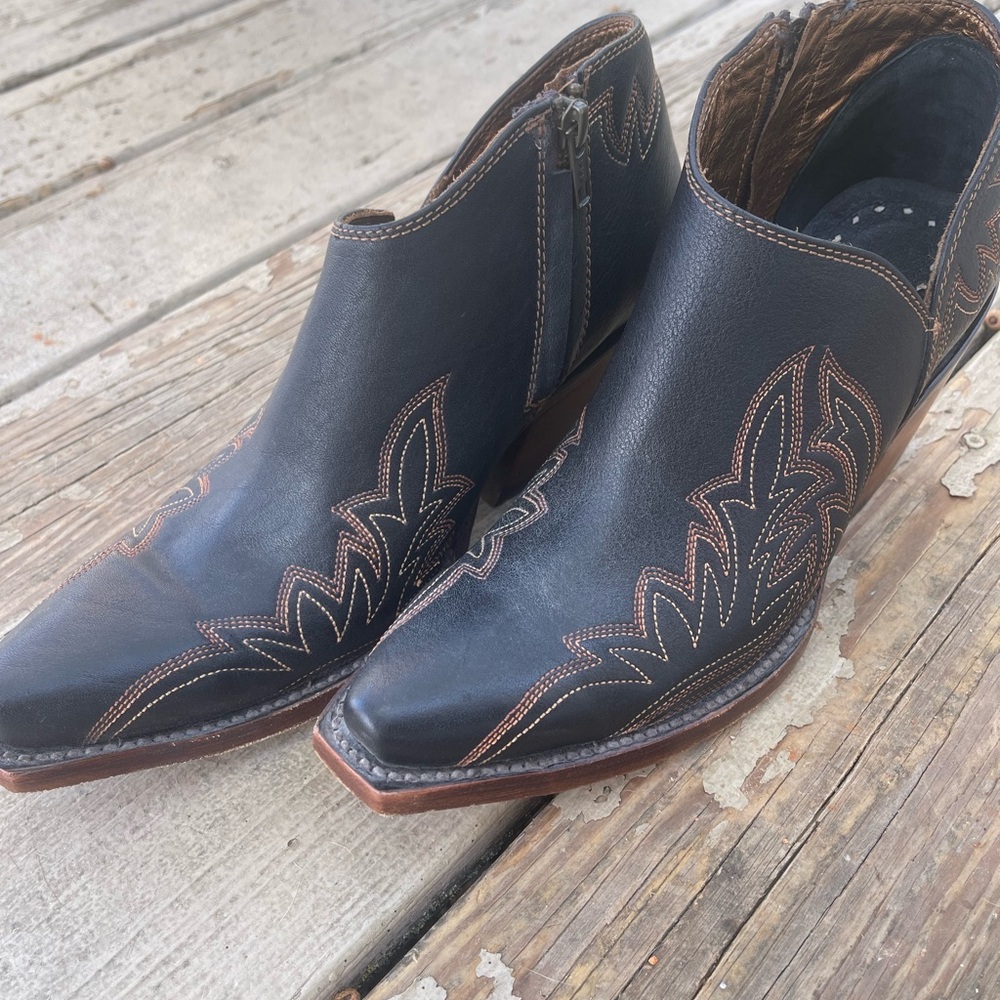 Ariat Black and Brown Western Ankle Boots